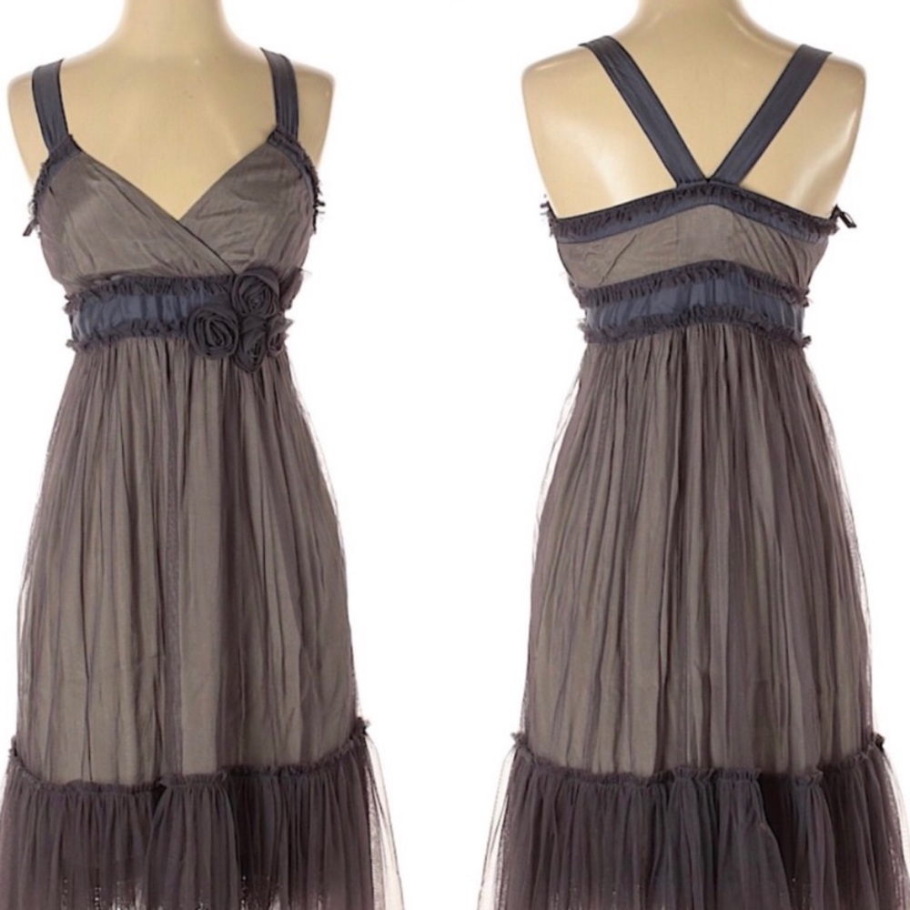 Moulinette Soeurs tulle silk rose Anthro dress